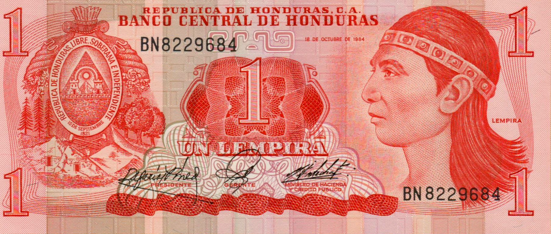 Honduras 1 1984 UNC P-68/b